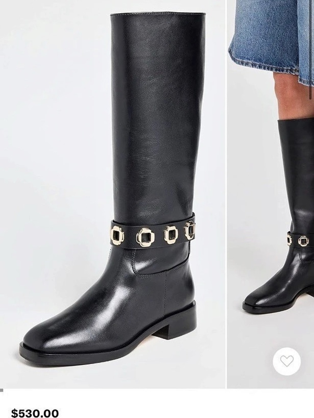 Larroude Milan Flat Riding Boots Leather Riding Boots in Black US 8.0 Brand New